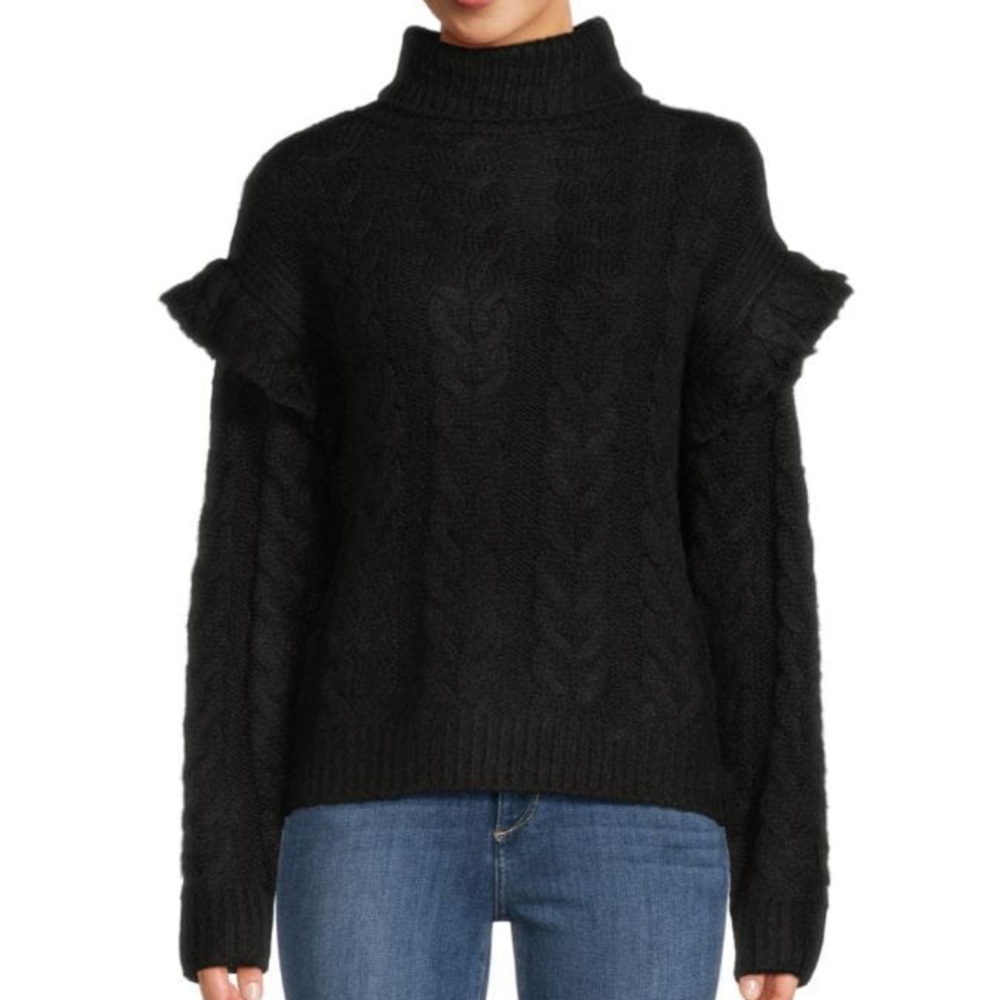 Joe's Jeans Black Cable Knit Turtleneck Sweater
